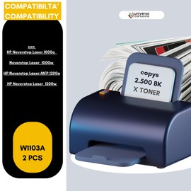 2x 1103A 103A W1103A Toner Compatible with HP Neverstop Laser 1000a HP Neverstop Laser Wireless 1000w HP Neverstop Laser MFP 1200a HP Neverstop Laser Wireless 1200w Black (TONER X2)
