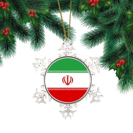 Iran Snowflake Ornament - Iran Flag Nations Flag Metal Ornaments Keepsake Souvenir Gift Hanging Ornaments for Christmas Tree Decoration