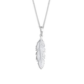 Elli Women's Necklace with Feather Pendant in 925 Sterling Silver, 45 cm Long, Boho, Gypsy, Hippie, Festival, Silver, Silver