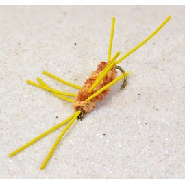 Rubber Legs Stone Fly Nymph Pattern Tied on Mustad Signature Fly Hooks - 1 Dozen Flies (Yellow & Brown Hook #8)