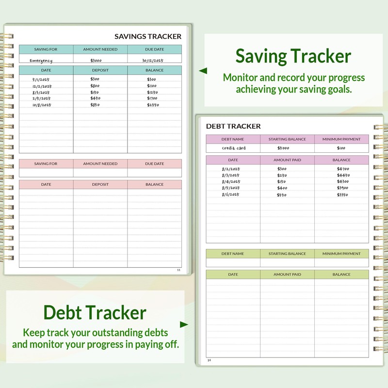 SUNEE Budget Planner - Monthly Budget Book with Expense Tracker