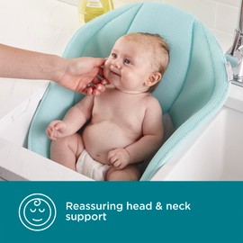 Contours Cozy Infant Sink Bather, Supportive Baby Bath Seat, Plush 3D Mesh Cushion, Quick-Dry Materials, Baby Bath for Sink, Infant Bath for 0-6 Months - Blue, Mint