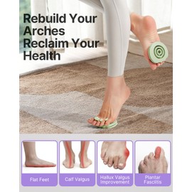 YOTTOY Foot Arch Trainer for Flat Feet & Plantar Fasciitis Relief, Arch Support Brace for Foot Strengthening, Portable Arch Stretcher & Metatarsal Exercise Tool for Home, Gym, and Therapy Use (Green)