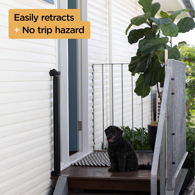 Hakuna Pets Indoor/Outdoor Paw Proof Retractable Dog Gate, 36.6" Tall