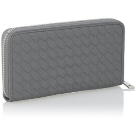 Gione PG101SLP Tiny Tile Round Zip Long Wallet Saffiano Leather, GRAY