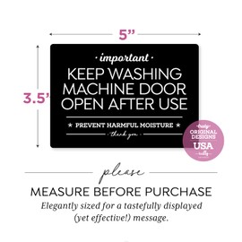 Reilly Originals 3.5x5 Inch Designer Magnet, Leave Washing Machine Door Open After Use ~ Designer Graphics (Black)