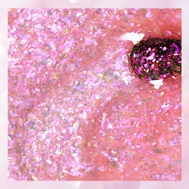 MIZHSE Nail Polish: 15Ml Mermaid Pearl Nail Polish Pink Aurora Sequins Effect Nail Polish, Fingernail and Toenail Polish Glossy Long Lasting Nail Polish Trendy DIY at Home Nail Gift Spree