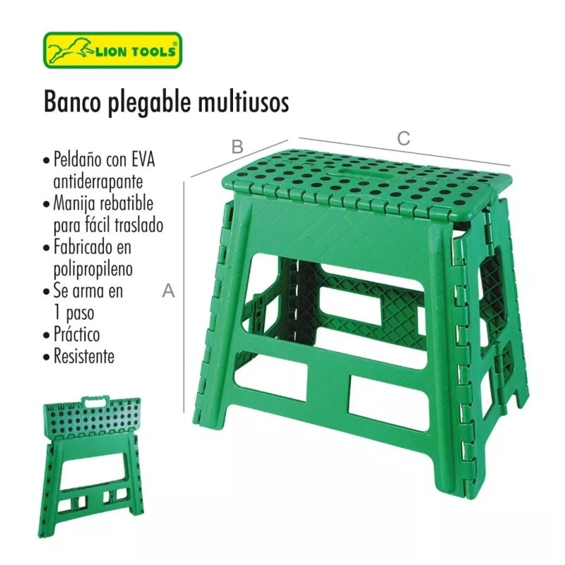 Lion Tools Paquete 2 Pza Banco Plegable 120kg Antiderrapante Lion