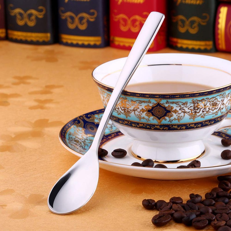 Wenkoni 6.1"Small Dessert Spoons, Yogurt,Coffee,Espresso,Ice Cream Spoons SUS 304 Stainless