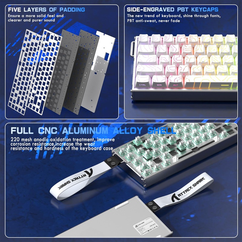 ATTACK SHARK X68MAX HE 60% Wired Magnetic Switch Keyboard,Full Aluminum