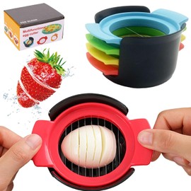 Cortador de huevos, material de alambre de acero inoxidable 4 en 1, adecuado para cortar varias frutas como huevos hervidos, fresas, kiwi, etc