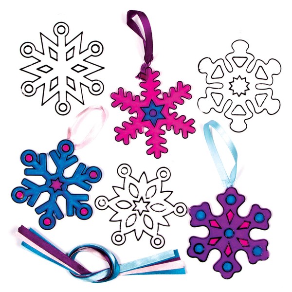 Baker Ross AF743 Snowflake Suncatcher Windchimes Craft Set for Kids