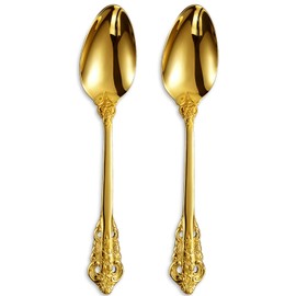 KEAWELL 2-Piece Gorgeous Large Serving Spoon, 18/10 Stainless Steel, Fine Large Serving Spoon, Sturdy Tablespoon, Dishwasher Safe, 9.4" (Gold)