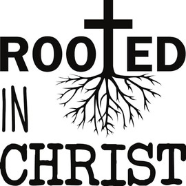 Rooted in Christ Christian Religious Vinyl Decal Sticker for Car/Window/Wall (White Gloss)