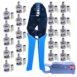 Yeerong BNC crimping tool kit,20 BNC male crimp-on connectors and coaxial cable crimper for RG58 RG59 coaxial cable