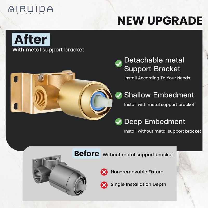 Airuida Single Function Shower Trim Kit Shower Faucet Set Wall
