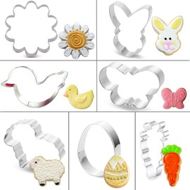 candlechoice Bunny Cookie Cutters-Egg Carrot Rabbit Flower Duck Butterfly Sheep Spring Easter