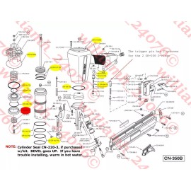 Duo-Fast CN350 Framing Nailer O ring + Cylinder Seal Repair Parts Kit