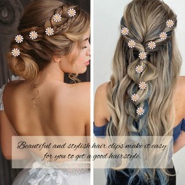YISSION 20 Pcs Mini Daisy Flower Hair Clips White Flower Hair Pins Wedding Bridal Flower Girl Hair Accessories for Girls Women