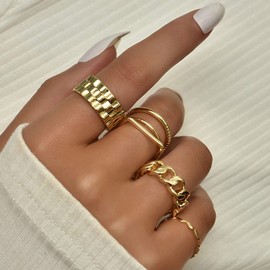 Xerling Gold Rings Pack Simple Women Rings Multiple Knuckle Rings Aesthetic for Teen Girls Boho Stacking Finger Rings 6Pcs