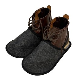 CUTSUGOK Felt museum slippers overshoes shoe covers overslippers for floor protection against dirt and scratches, craftsman slippers dark grey M (7-11 UK)