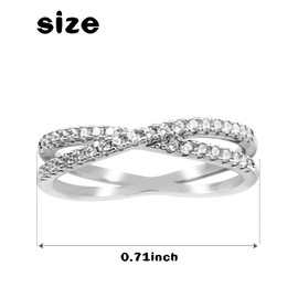 X Ring Criss Cross Ring for Women 18K White Gold Plated Rhodium Cubic Zirconia Band Cross X Ring Engagement Wedding Band (7)