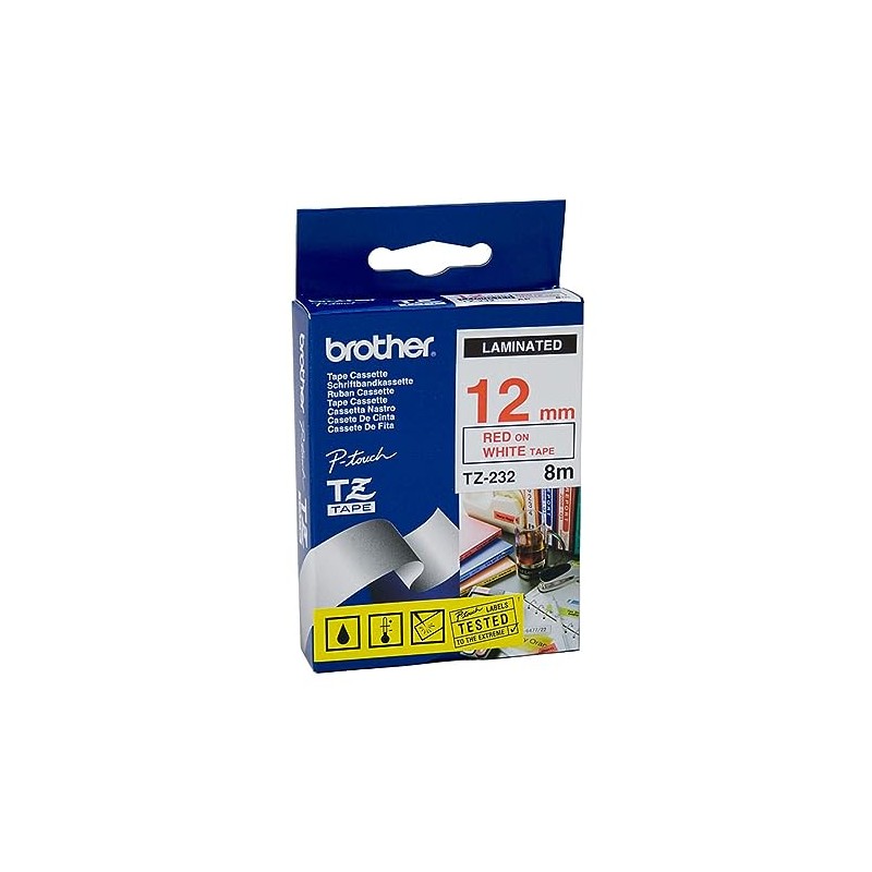 Brother TZe 232 Laminated 12 mm Tape Cassette – Red
