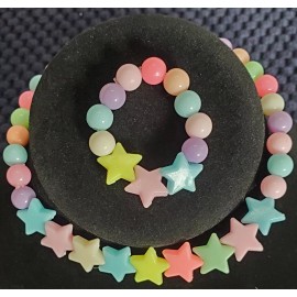 Hand Made Jewelry, Multi-colored Star Bead Necklace & Bracelet for 18 Inch American Girl