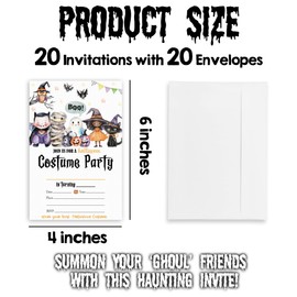 4'' x 6'' Boo Halloween Party Invitations For Birthday - Vampire, Owl, Ghosts, Bats -20 Double-Sided Fill-In Funny Invite Cards With 20 Envelopes For Teens Women Men-Costume Party Supplies & Decor-A10