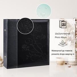 Miaikoe Photo Album 10 x 15 600 Photos Slip In, Extra Large Capacity Leather Cover Picture Albums Holds 600 Horizontal and Vertical 10 x 15 cm Landscape Photos for Wedding Family (Black)