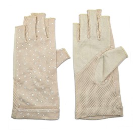 Azyekiny Women Summer Gel Manicures Fingerless Gloves UPF Uv Protection Driving Gloves Summer Outdoor (D dot beige)