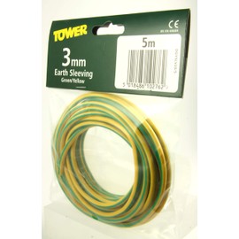 5M of 3mm Green & Yellow Earth Sleeving