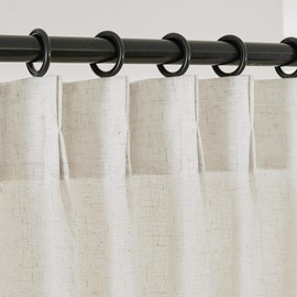 Natural Pinch Pleated Linen Curtains 84 Inches Long 72 Inch Wide for Living Room Sliding Door Light Filtering Semi Sheer Extra Wide Window Curtain Bedroom Pinch Pleat Drapes Cream Ivory, 1 Panel