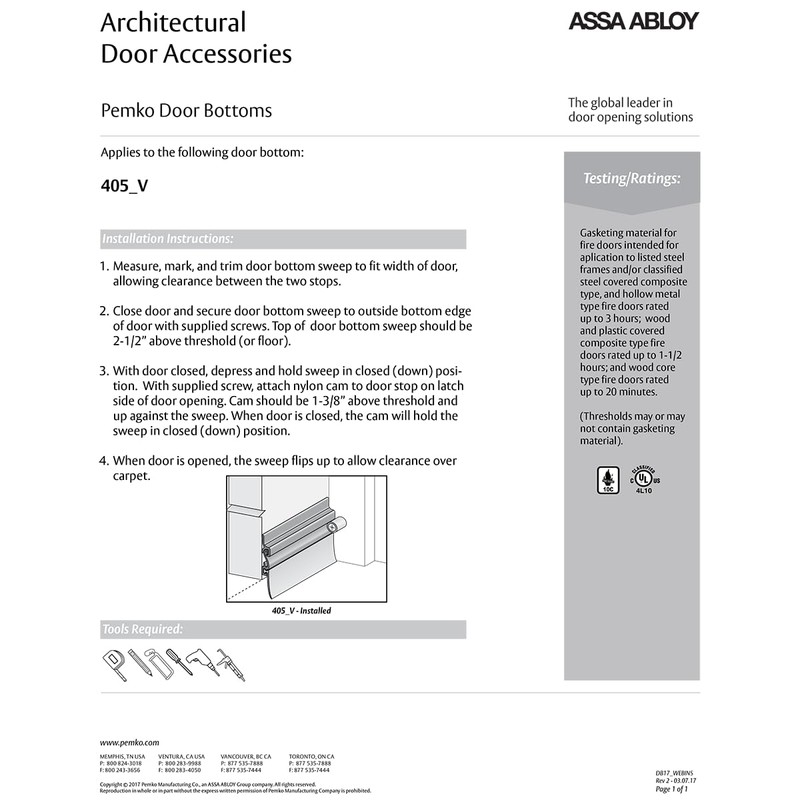 Pemko 405DV36 Dark Bronze Finish Residential Automatic Door Bottom Sweeps