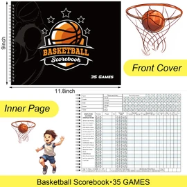Qilery 2 Pcs Basketball Scorebook 35 Games Score Keeping Book Side by Side Score Book League Basketball Book for Stats Coaches Scorekeepers Adult Youth (Classic)
