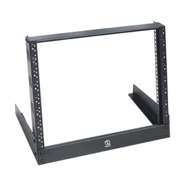 RIVECO 8u Tabletop Rack for Audio & Network, Desktop Rack Shelf Tappered Holes Open Frame Sound Recording Shelf Free Standing 2 Post Black