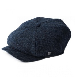 Failsworth Millinery Carloway Harris Tweed Baker Boy Gorra (última versión), Patrón 3302 - Azul marino, X-Large