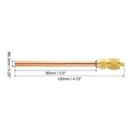 PATIKIL 1/4" SAE x 6mm OD x 50mm Stem x 119mm Large Service Access Valve Pack of 5 Fill Access Valves + Core and Cap Remover for Air Conditioner and Refrigeration