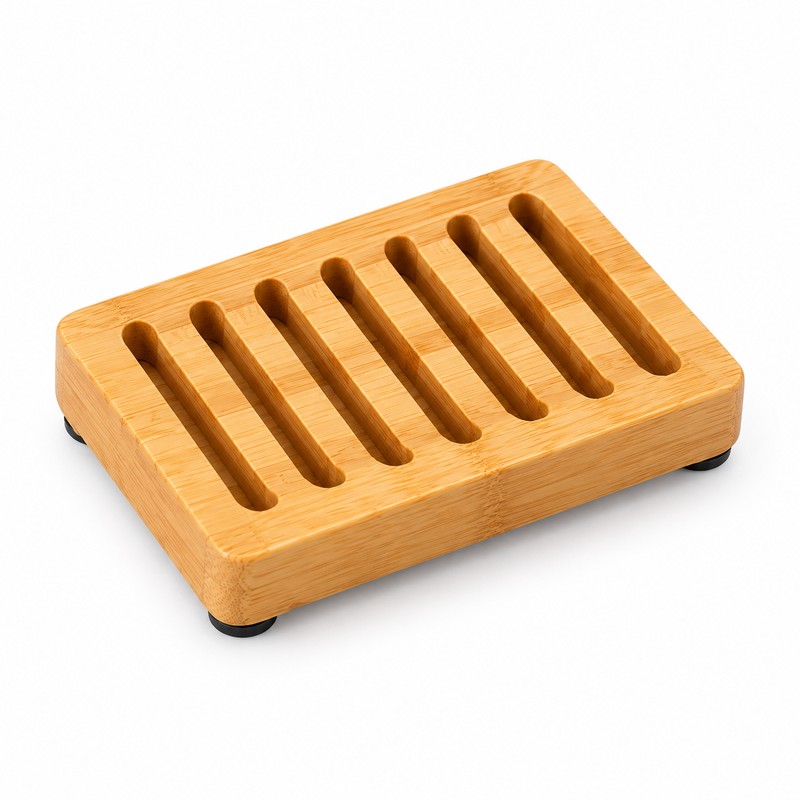 Bamboo Soap Dish for Bathroom & Shower – Self-Draining Design