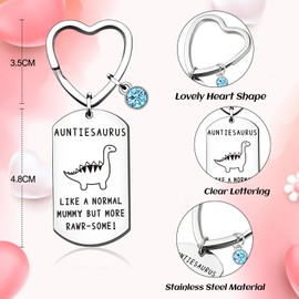 Auntie Keyring from Nephew Niece Aunty Keyring Auntie Keychain Auntie Dinosaur Keyring Christmas Presents for Women Auntie Birthday Presents for Auntie Funny Keyring for Women Thanksgiving Keyring