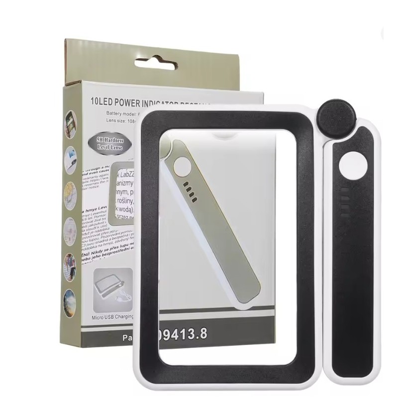 4X Large Handheld Magnifying Glass for Reading – LED Lighted