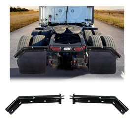 Mytee Products Black Angled Spring Loaded Mud Flap Hanger Bracket Set 28" Length - 1-1/8" Bolt Spacing - Round Tube Style 45 Degree Angled Mad Flap Hanger for Semi Trucks