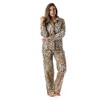 #followme Printed Flannel Button Front PJ Pant Set, Leopard, X-Large