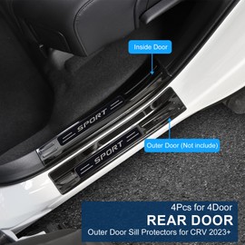 for Honda CRV 2023 2024 2025 Door Entry Guard, Interior Black Door Sill Protectors for CR-V Premium 304 Stainless Steel Protective Cover for CR V- Upper Interior Black