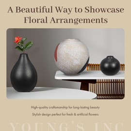 Young's Inc Wood Tabletop with Glass Tube Vase, Propagated Plant Holders for Home Decor, Boho Flower Vase for Flower Display, Handcrafted Antique Vase