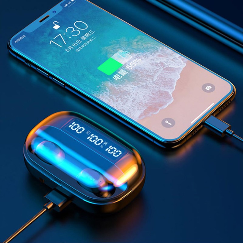 TWS Bluetooth 5.2 Wireless Earbuds Waterproof Headphone LED Display, Open