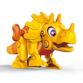 Clementoni 75074 Science & Play Dino Bot Triceratops: Educational Dinosaur Building Set for Preschoolers (5+Years), Orange