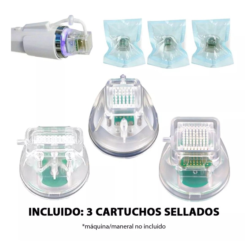 Aqua Aesthetics Radiofrecuencia Fraccionada 3 Cartuchos 10 25 64 Pin
