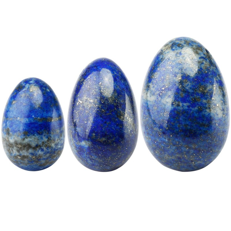 Rockcloud Lapis Lazuli Set of 3 Drilled Yoni Eggs with