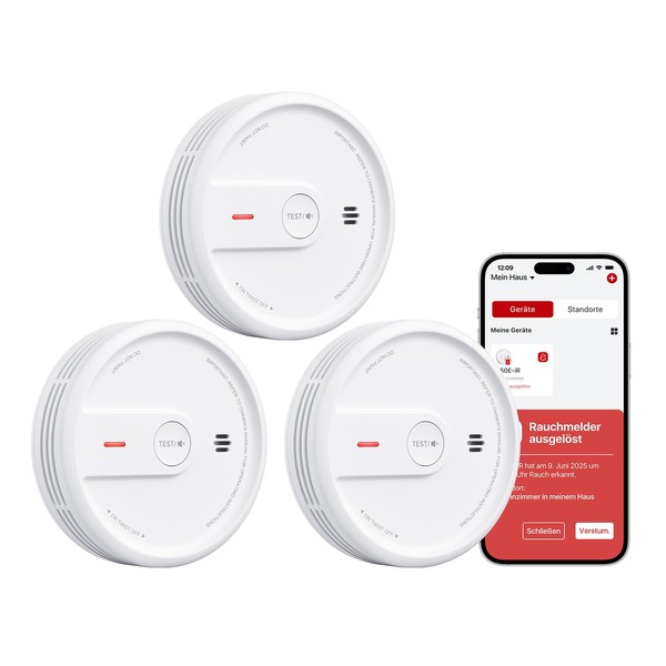 X-Sense Smart WLAN-Rauchmelder für Zuhause, Nachtmodus, 10 Jahre Produktlebensdauer, austauschbare